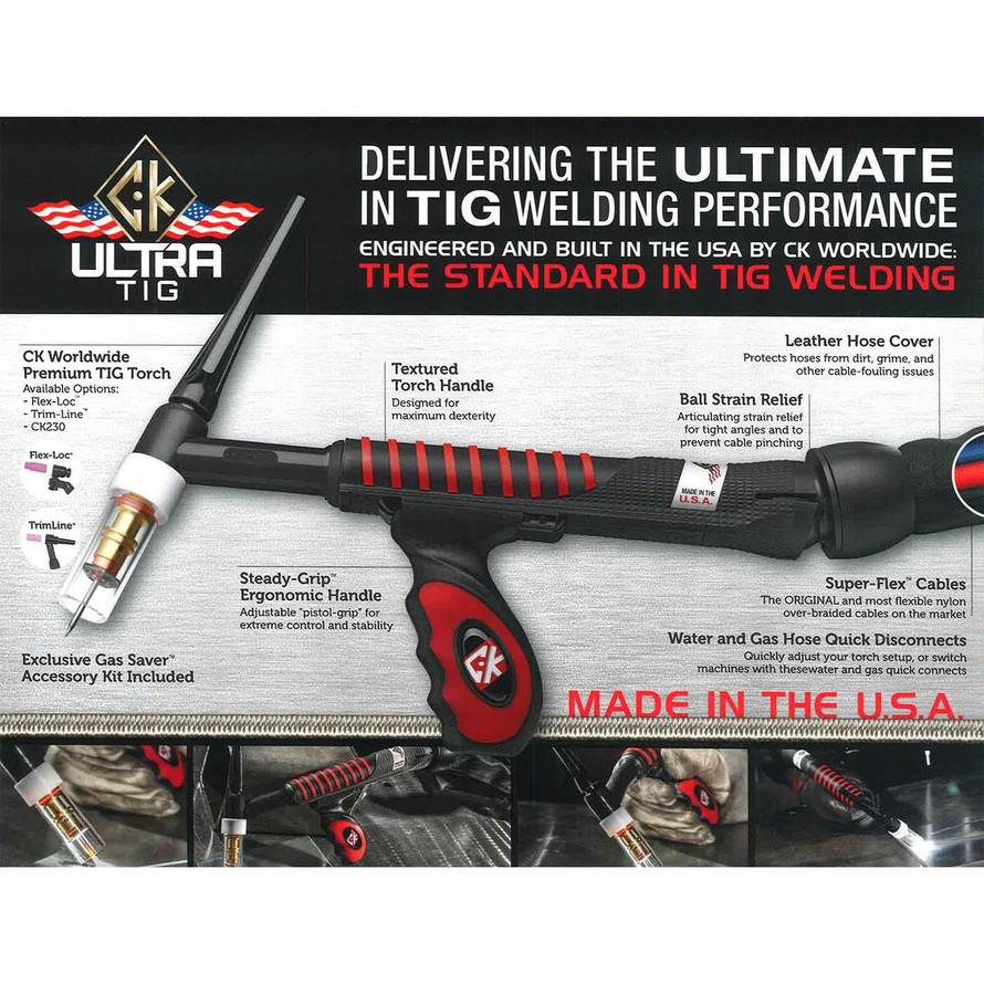 CK Worldwide UltraTIG™ Flex-Loc™ Variable Angle Head, Air-Cooled 150Amp 