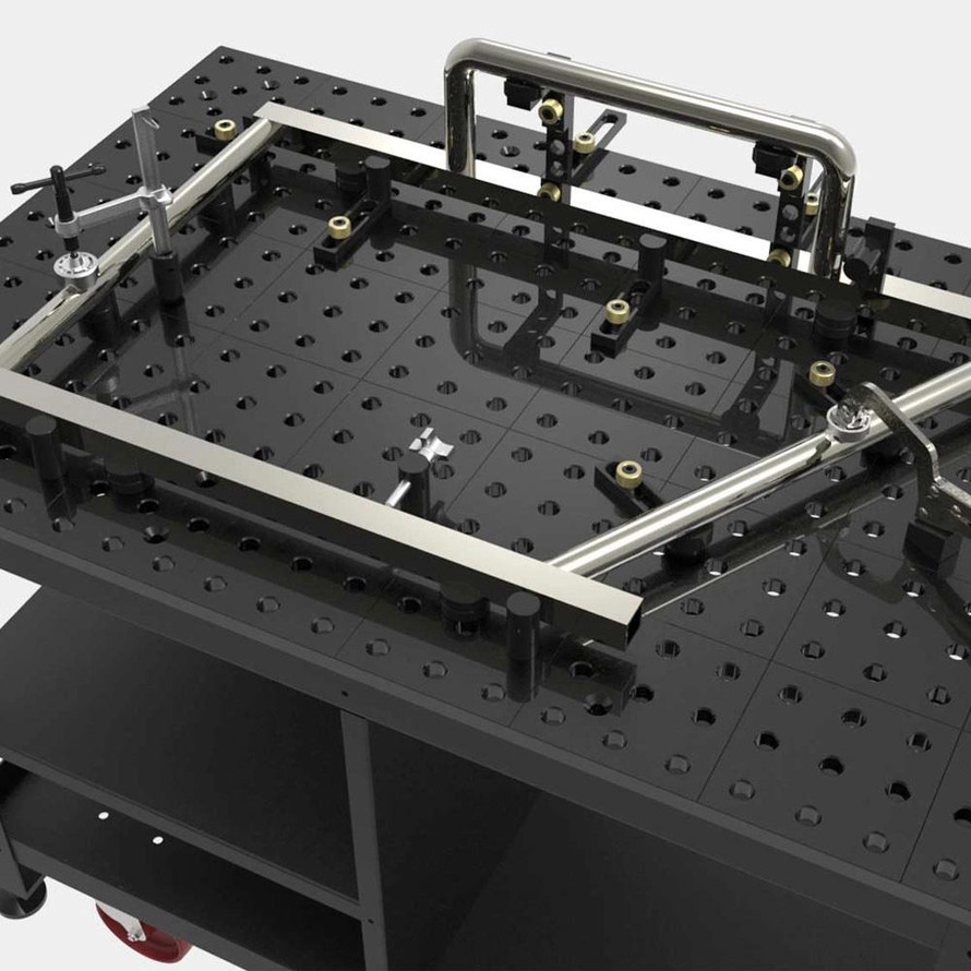 StrongHand Tools Rhino Cart™ Mobile Fixturing Station, 48" x 30" with 66 Piece Fixturing Kit 