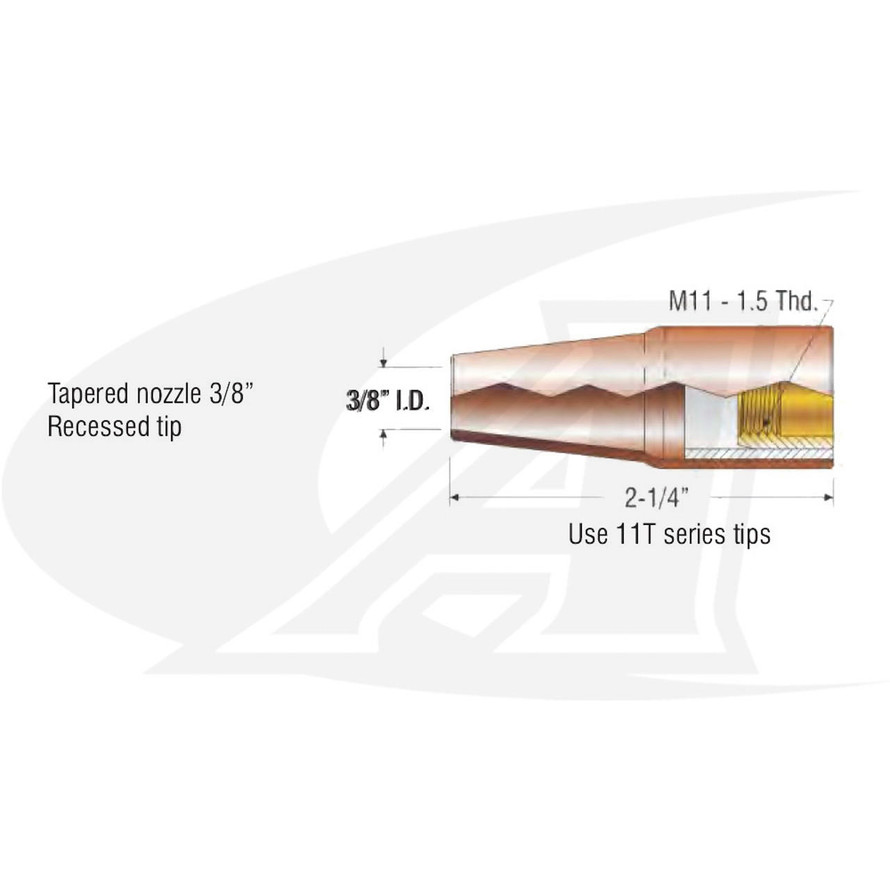 Profax Tapered 3/8" MIG Nozzle w/ Recessed Tip (Pack of 10) 