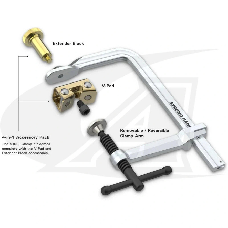 StrongHand Tools 4-in-1 Clamps, 12.5" Capacity (3 Pack) 