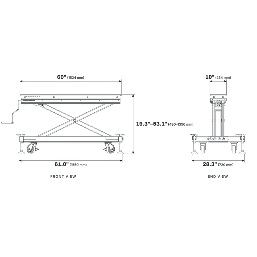 Scissor Lift Sawhorse – Adjustable Height, 5/8" Fixturing System