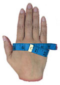 woman's hand with tape measure wrapped around