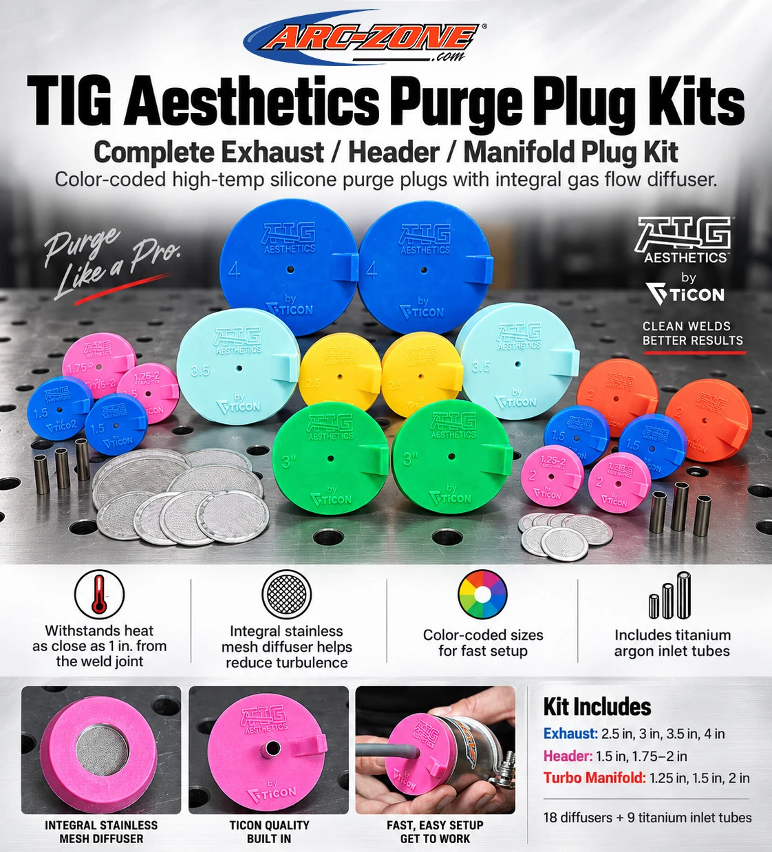 TIG Aesthetics Complete Exhaust Header Manifold Purge Plug Kit