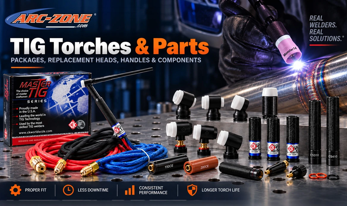 Arc-Zone TIG Torch Packages, Bodies and Replacement Parts