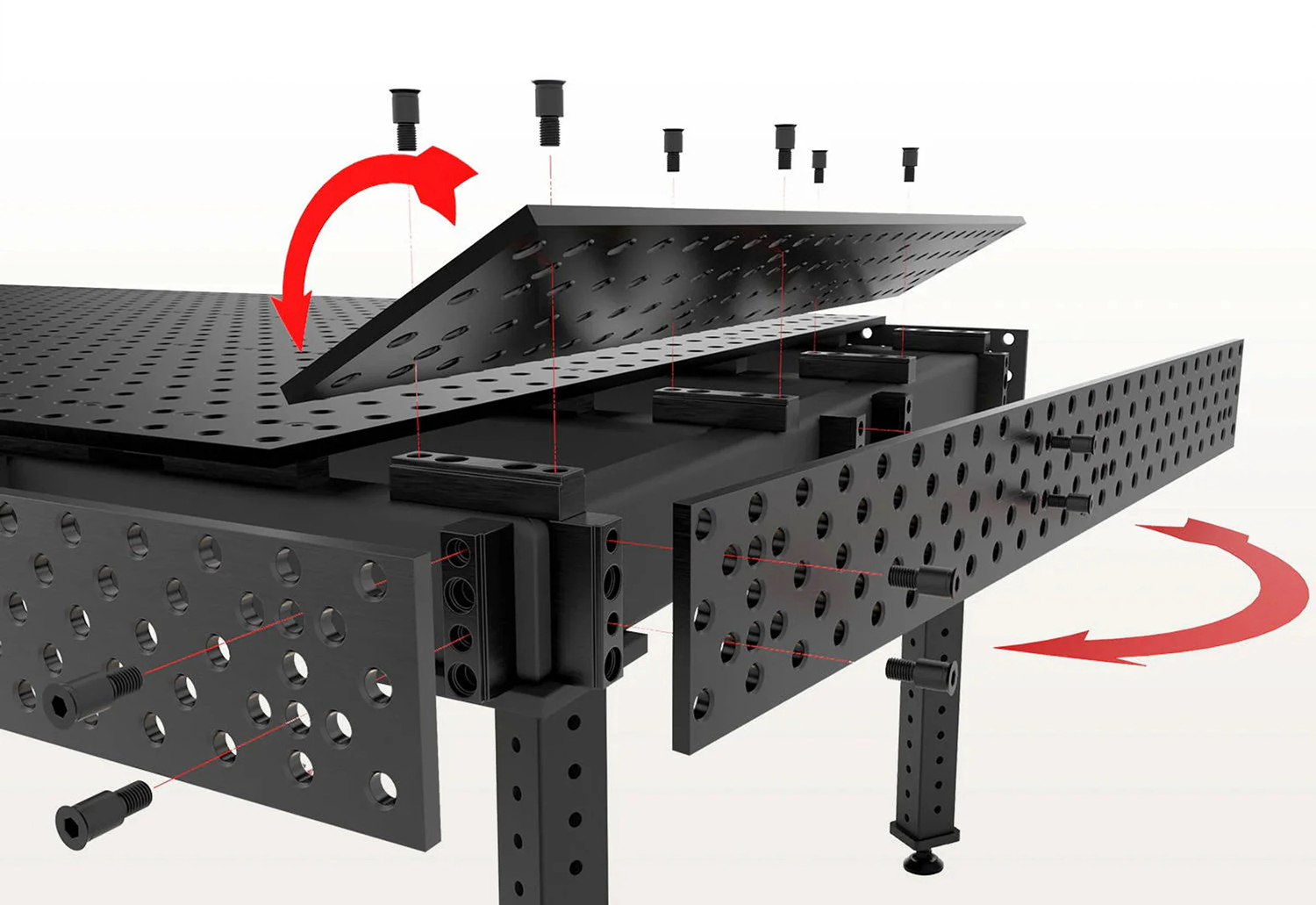Alpha 5/8 Welding Tables w/ Six Legs, 96