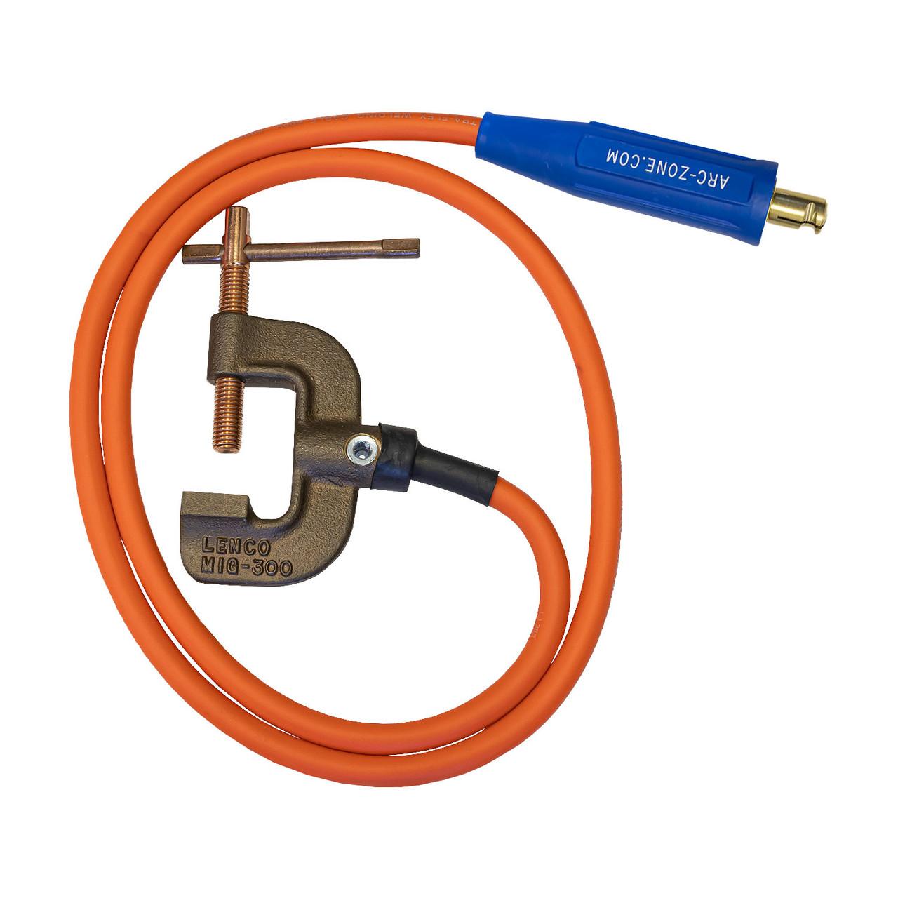 C-Clamp MIG Ground Cable - 5' Shorty Whip to LC-40 Male - Arc-Zone