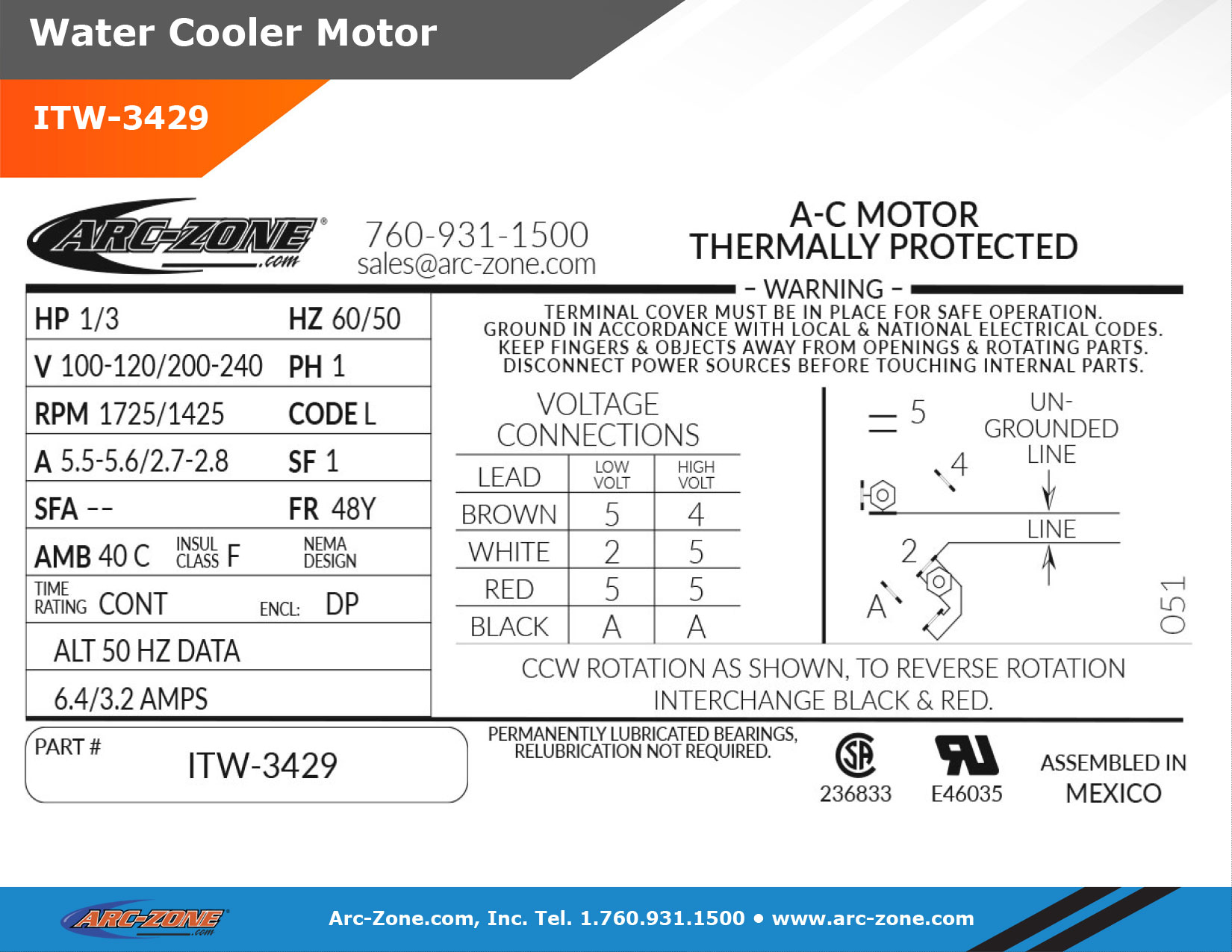 Water Cooler Motor - Welding Equipment Essential