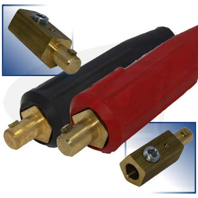 Lenco 350 Amp Large Dinse Style Machine Connector - Black/Red Set