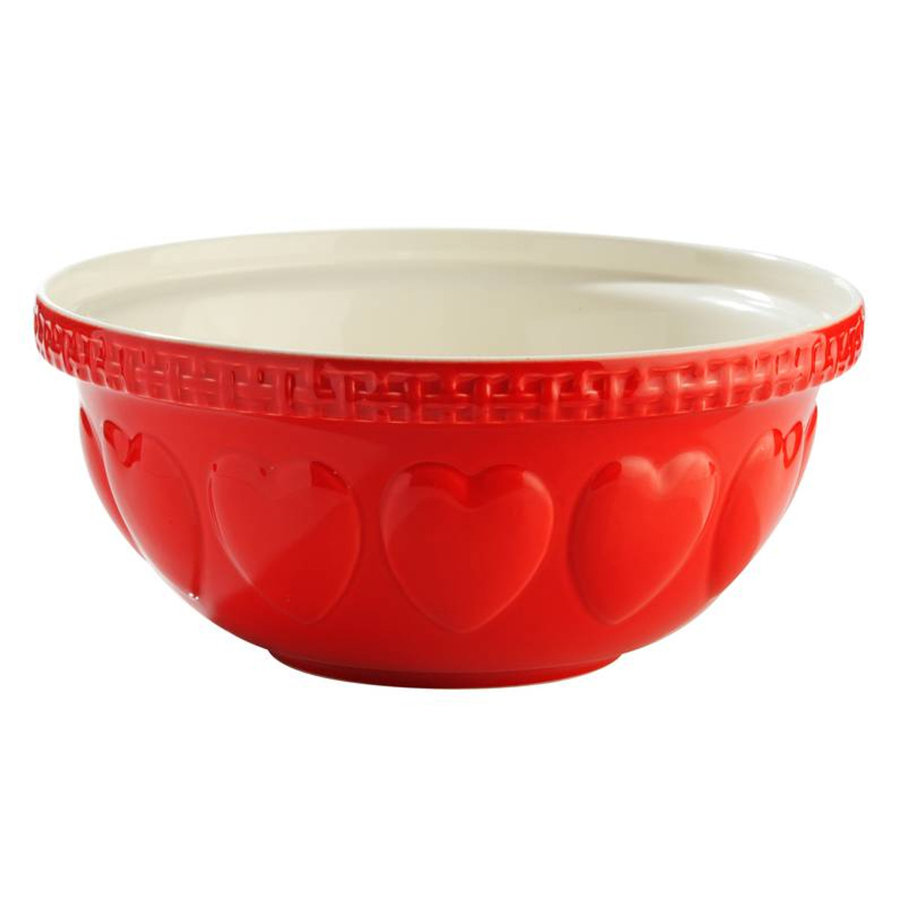 red ceramic mixing bowls