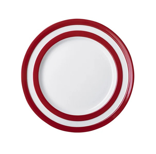 Cornishware Red dinner plate with red and white stripes