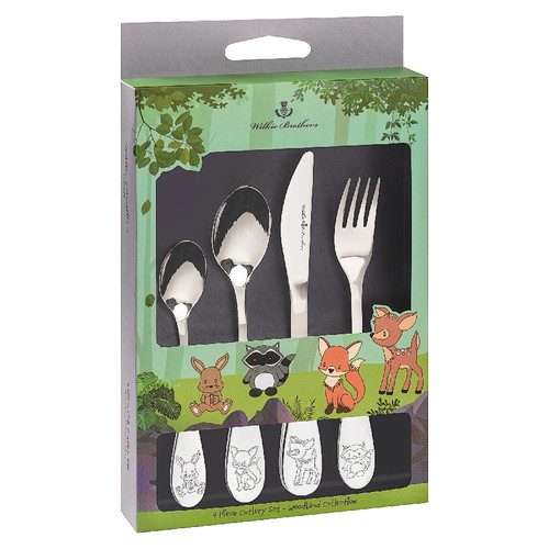 Kids Cutlery Set 4 Piece Woodland