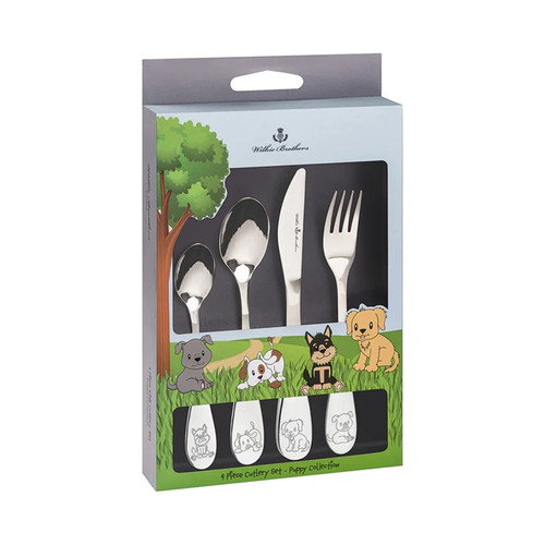 Kids Cutlery Set 4 Piece Puppy