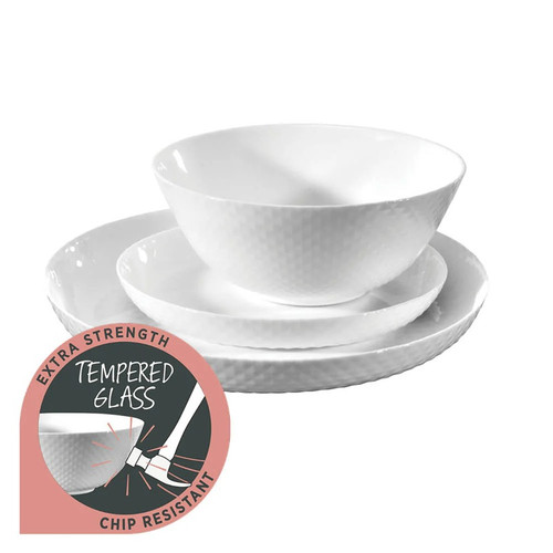 Wiltshire Diamond Glass Dinner Set 12pc