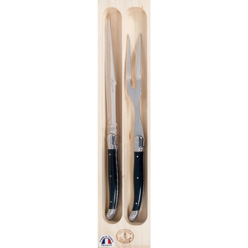 Laguiole Jd Carving Set Black 2pc