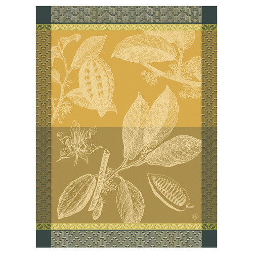 Jacquard Teatowel Chocolats Feve Yellow