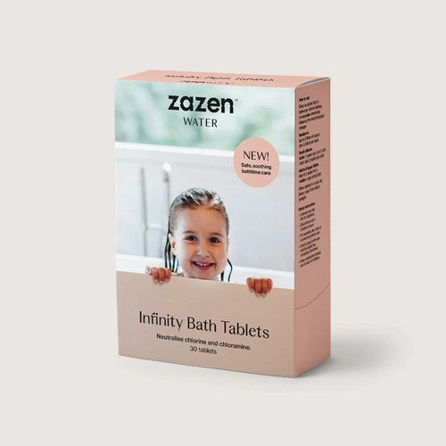 zazen Infinity bath water filter in tablet neutralises chlorine and chloramines