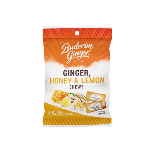 Buderim Ginger Honey& Lemon Chews 50g