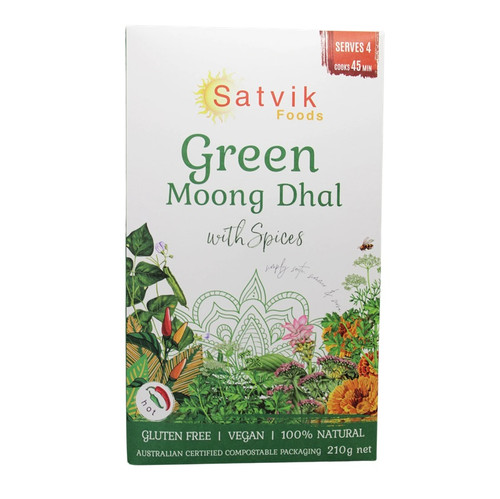 Satvik Green Moong Dhal W Spices 210gm