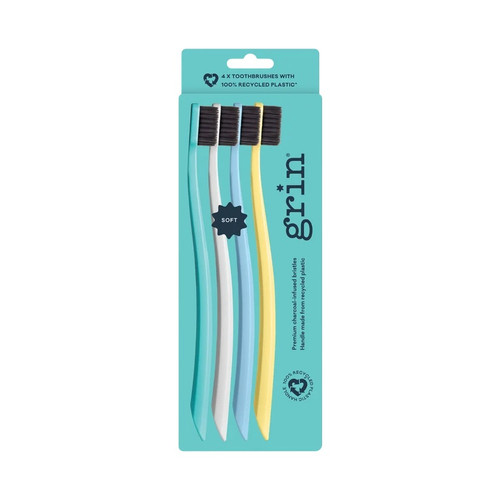 Grin Recycled Toothbrush Soft 4 Pack