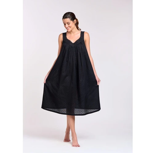 Arabella Cotton Nightie V-laced Blk S