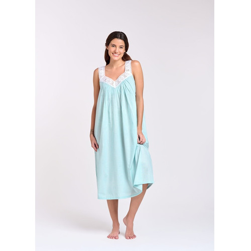 Arabella Cotton Nightie V-laced Ging Xs