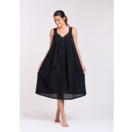 Arabella Cotton Nightie V-laced Blkhs