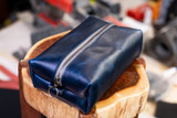Leather Dopp Kit - Navy Blue Balmoral