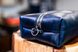Leather Dopp Kit - Navy Blue Balmoral
