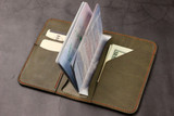Leather Passport Wallet - Grey Minerva