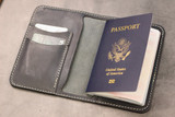Leather Passport Wallet - Navy Blue Minerva
