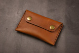 Leather Business Card Holder - Walnut Minerva