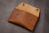 Leather Business Card Holder - Walnut Minerva