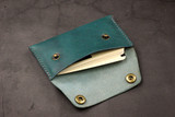 Leather Business Card Holder- Turquoise Minerva