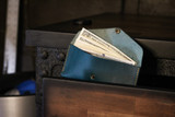 Leather Money Envelope- Turquoise Minerva