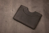 Leather Slim Minimalist Card Holder - Black Minerva