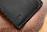Leather Slim Minimalist Wallet - Black Minerva