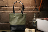 Double Panel Leather Tote Bag - Grey & Black Minerva