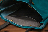 Double Panel Leather Tote Bag - Turquoise & Black Minerva