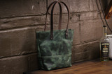 Double Panel Leather Tote Bag - Evergreen