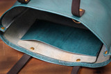 Single Panel Leather Tote Bag - Turquoise Minerva