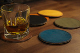 Leather Coaster Set (4) - Walnut Minerva