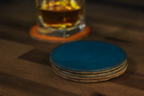 Leather Coaster Set (4)- Turquoise Minerva
