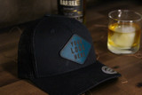 Custom Leather Patch Hat - Black/Black