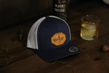 Custom Leather Patch Hat - Navy Blue/White