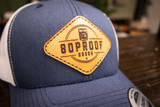 Custom Leather Patch Hat - Navy Blue/White