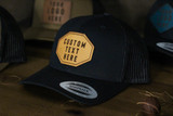 Custom Leather Patch Hat - Navy Blue/White