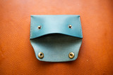 Snap Card Holder - Turquoise Minerva w/ Gunmetal Grey Stitching (SDS)