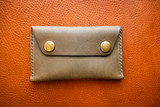 Snap Card Holder - Grey Minerva w/ Light Brown Stitching (SDS)