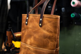 Double Panel Leather Tote Bag - English Tan Harvest (Ready to Ship)
