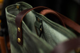 Double Panel Leather Tote Bag - Evergreen (Ready to Ship)